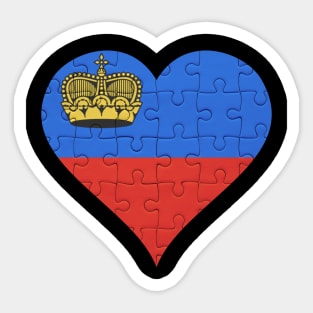 Liechtensteiner Jigsaw Puzzle Heart Design - Gift for Liechtensteiner With Liechtenstein Roots Sticker